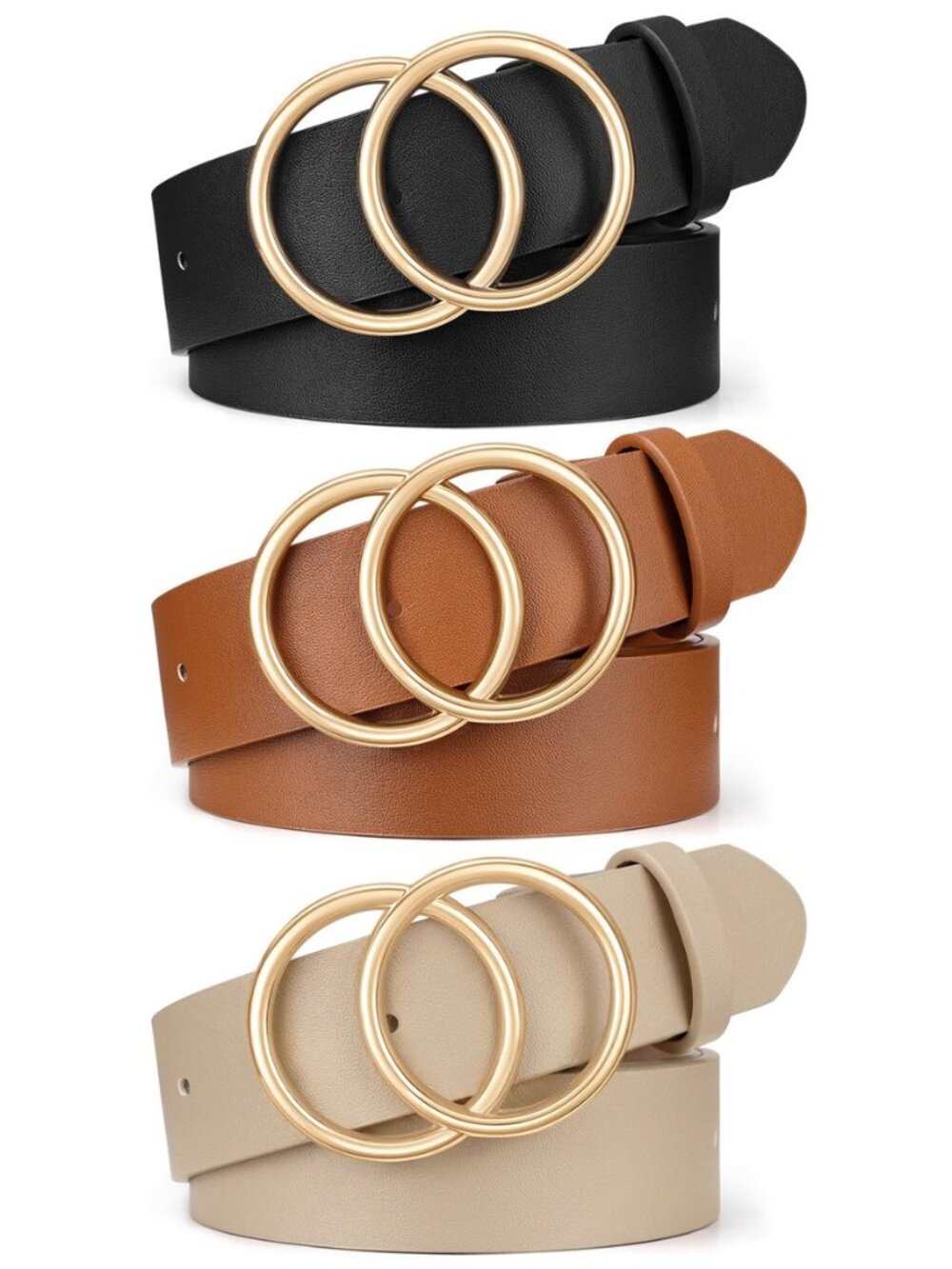 3 Packs Women's Leather Belts For Jeans Dresses Pants Fashion Ladies Waist Belt
